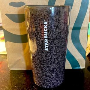 Starbucks BNWT Ceramic 12 oz Deep Purple and lavender crackle finish tumbler.